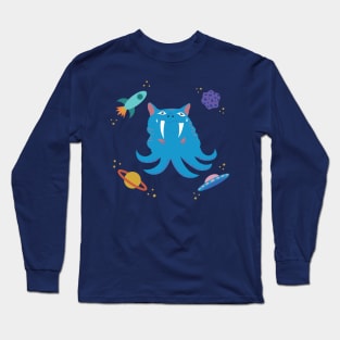 Whimsical Blue Tentacle Creature Long Sleeve T-Shirt